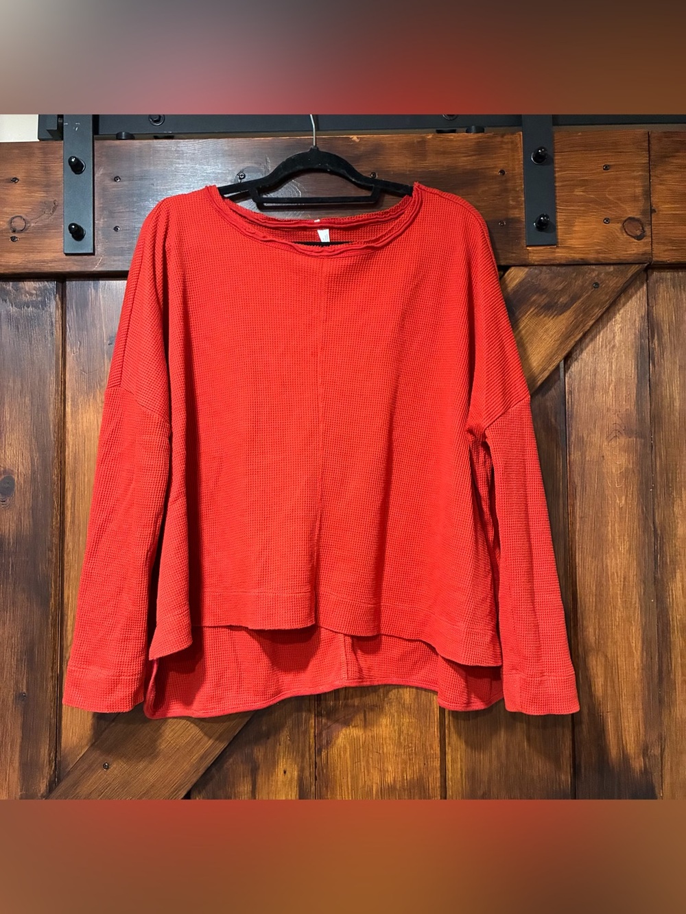 Anthropologie red waffle knit sweater